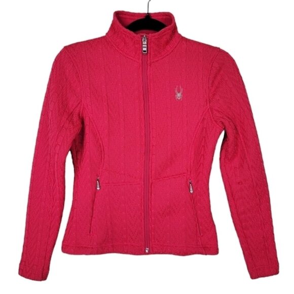 Spyder Core Sweater Jacket Size XS Full Front Zip Pockets Fleece Lined Dark Pink - Picture 14 of 14
